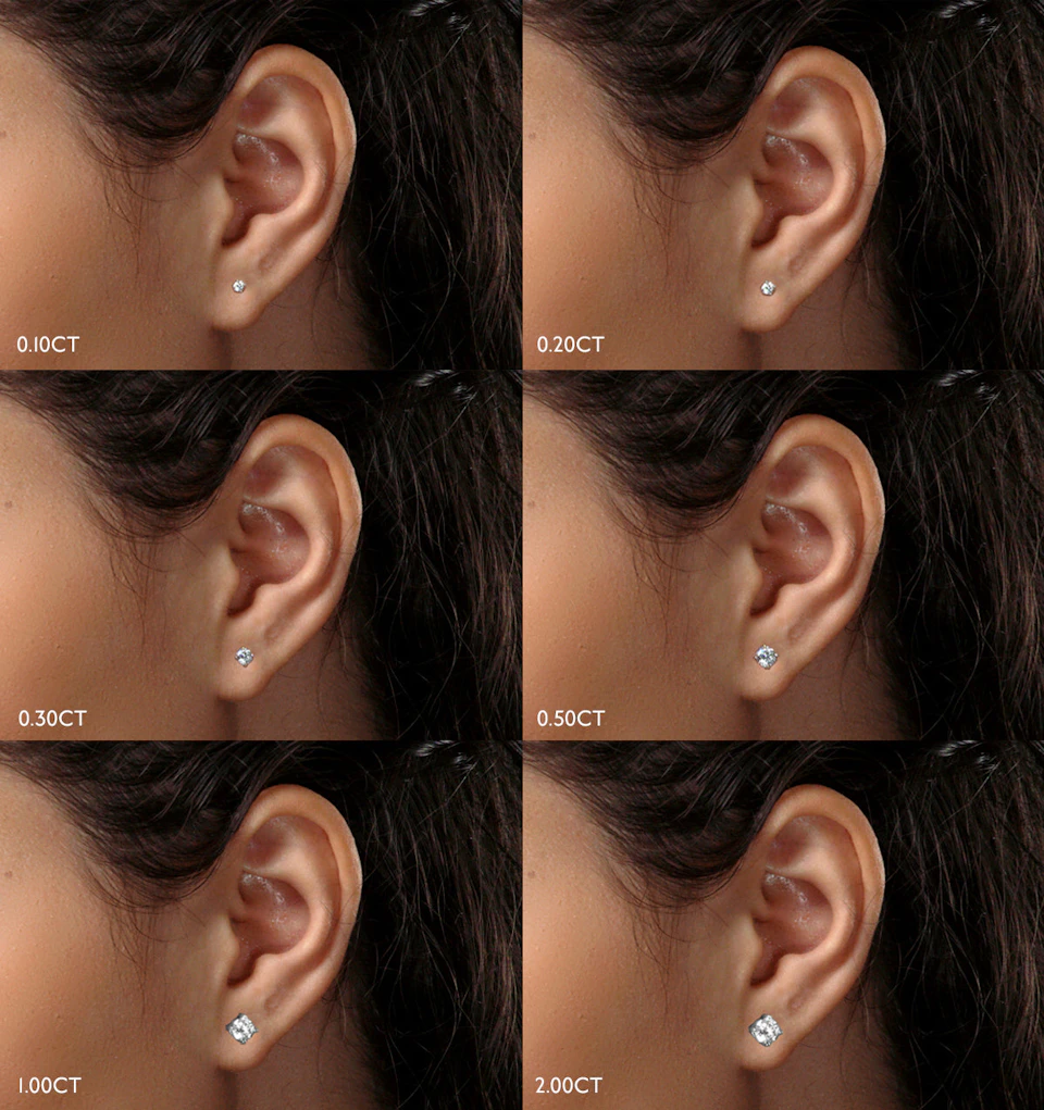 Lab Diamond Studs Earrings 0.50ct H/Si Quality in 9K White Gold - 4.2mm
