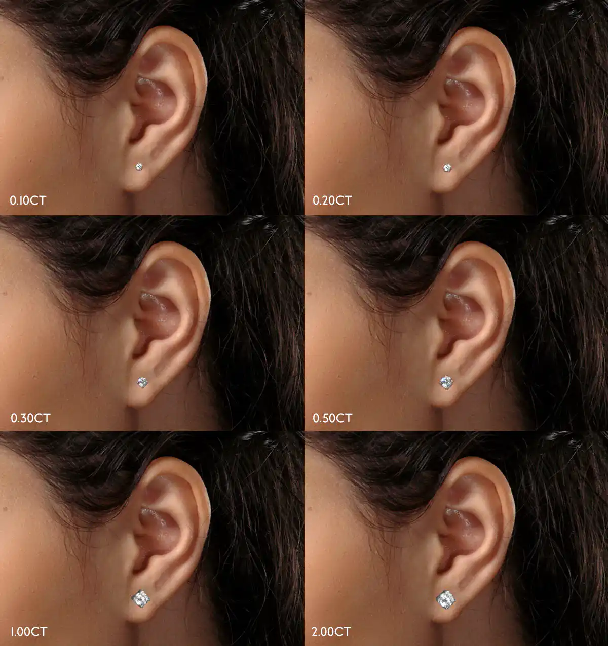 Lab Diamond Stud Earrings 0.50ct H/Si Quality in 9K White Gold - 4.2mm