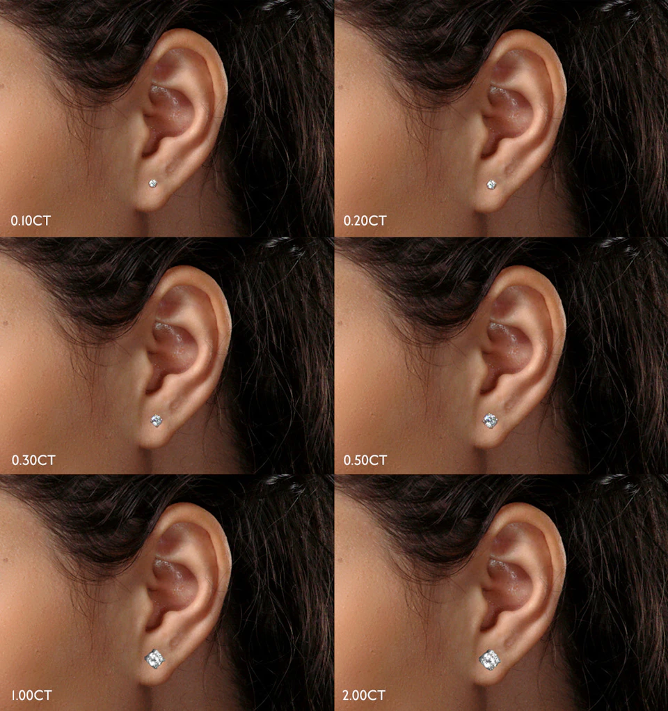Lab Diamond Studs Earrings 1.00ct F/VS Quality in 9K White Gold - 5.2mm F/VS