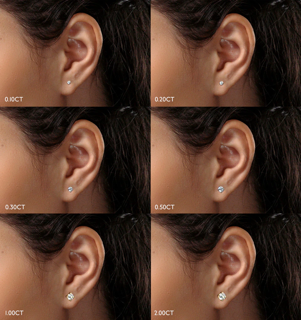 Lab Diamond Studs Earrings 0.50ct H/Si Quality in 9K Gold - 4.2mm
