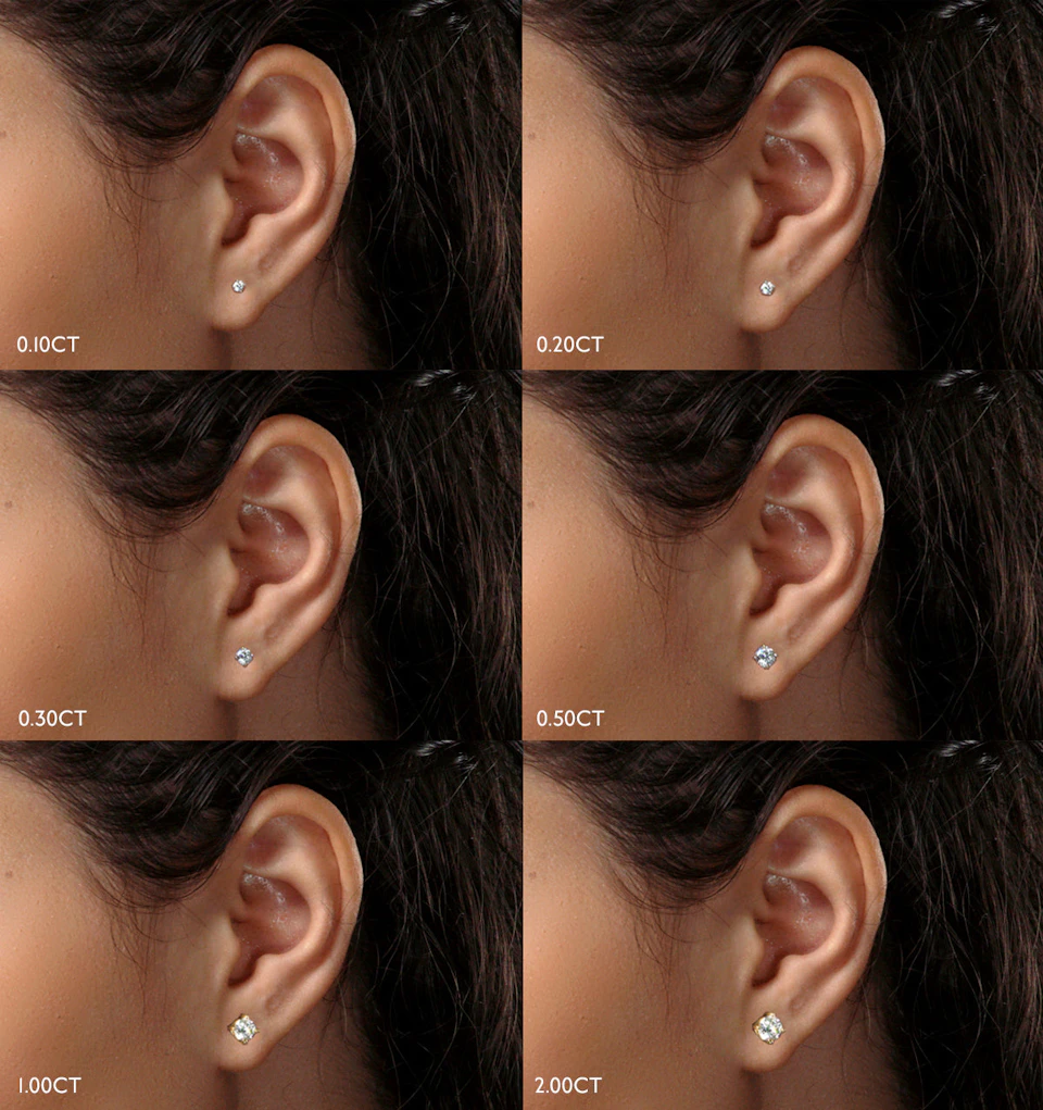 0.50ct Round Cut Lab Diamond Stud Earrings in 18K Gold Vermeil