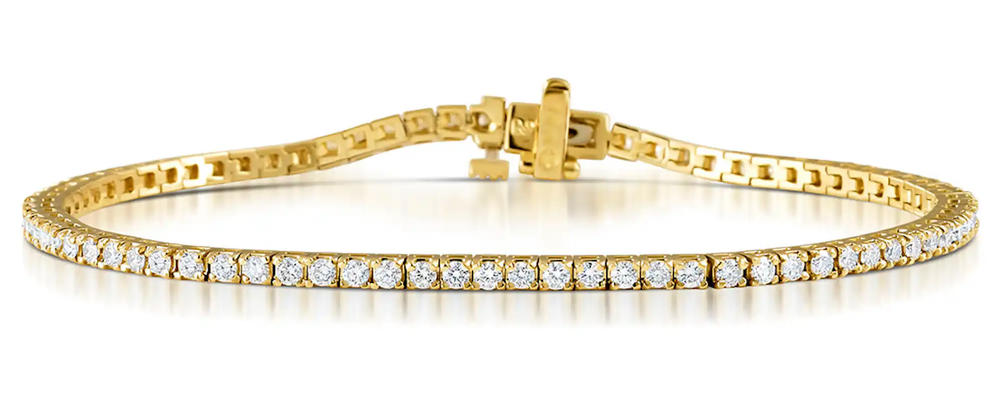 2CT Tennis Bracelet Lab Diamonds Claw Set in 9K Yellow Gold
