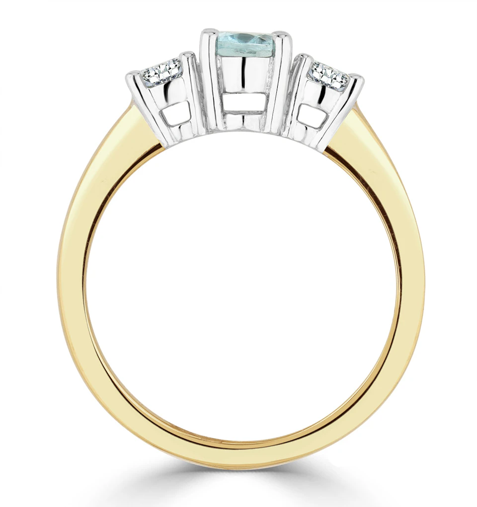 Aquamarine 0.70ct and Diamond 0.50ct 18K Gold Ring FET23-C