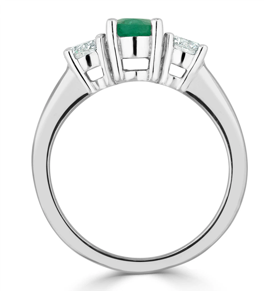 Emerald 0.70ct And Lab Diamonds G/Vs 0.50ct 18K White Gold Ring