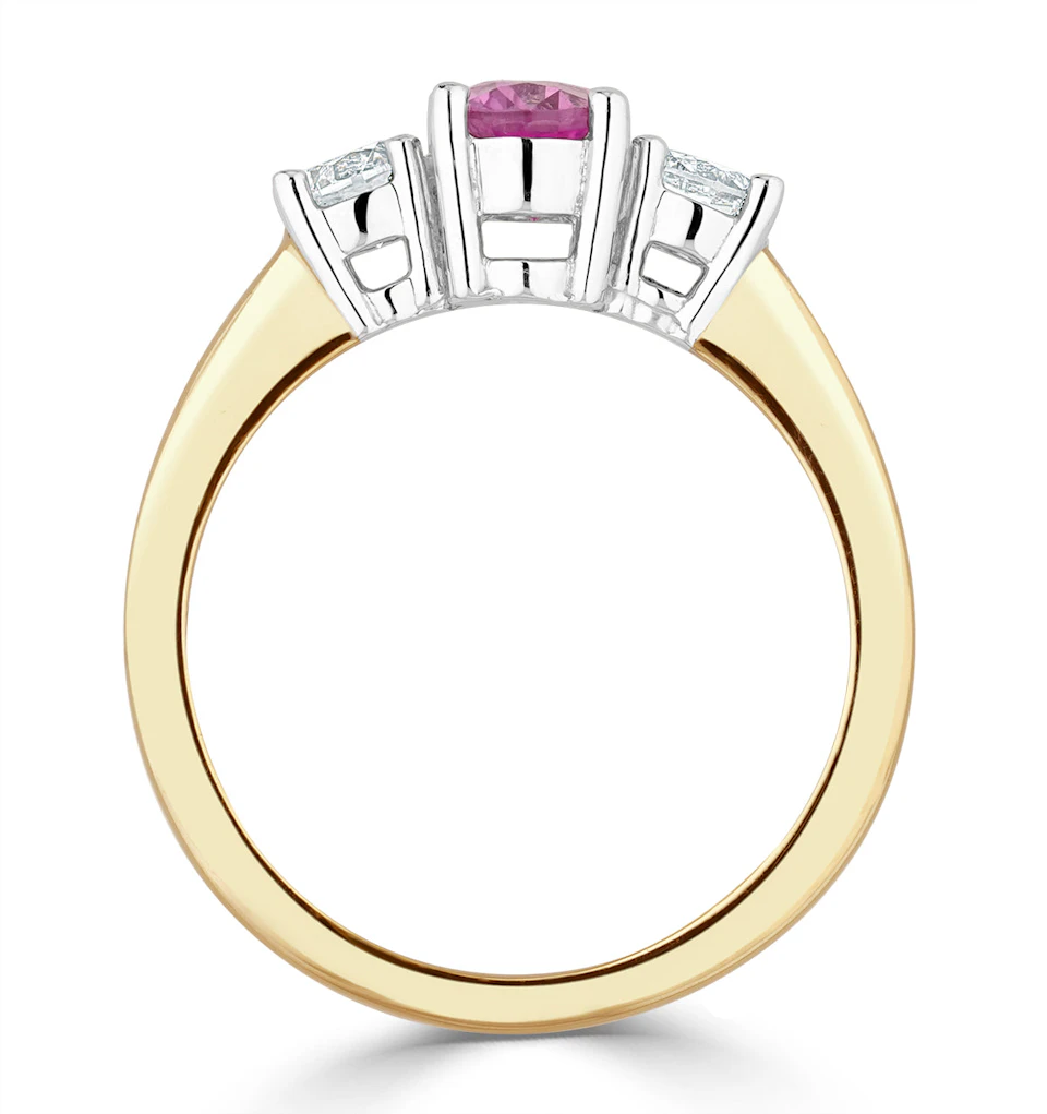 18K Gold 0.50ct H/Si Diamond and 1.00ct Pink Sapphire Ring