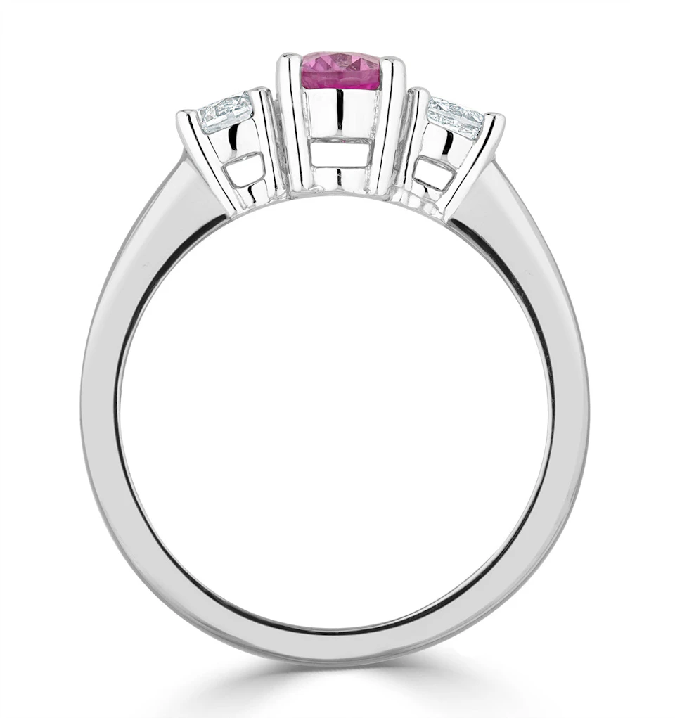Pink Sapphire 1.00ct and 0.50ct Lab Diamonds G/Vs Platinum Ring