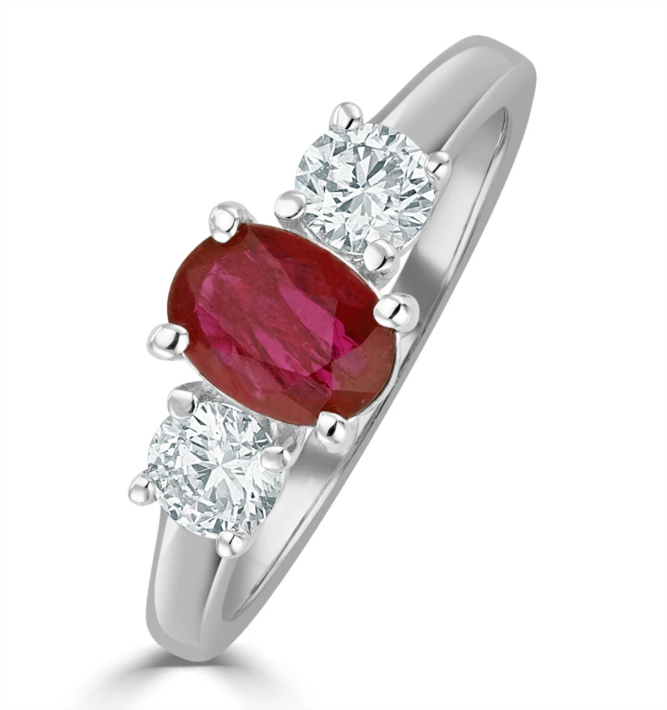 Ruby 1.15ct And Lab Diamonds G/Vs 0.50ct Platinum Ring