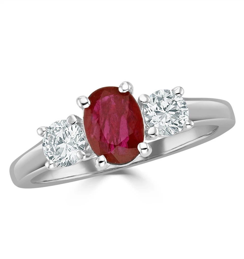 Ruby 1.15ct And Diamond 0.50ct Platinum Ring