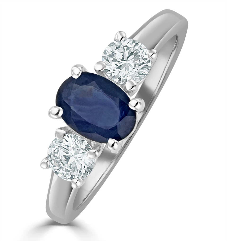 Sapphire 0.80ct And Diamond 0.50ct Platinum Ring