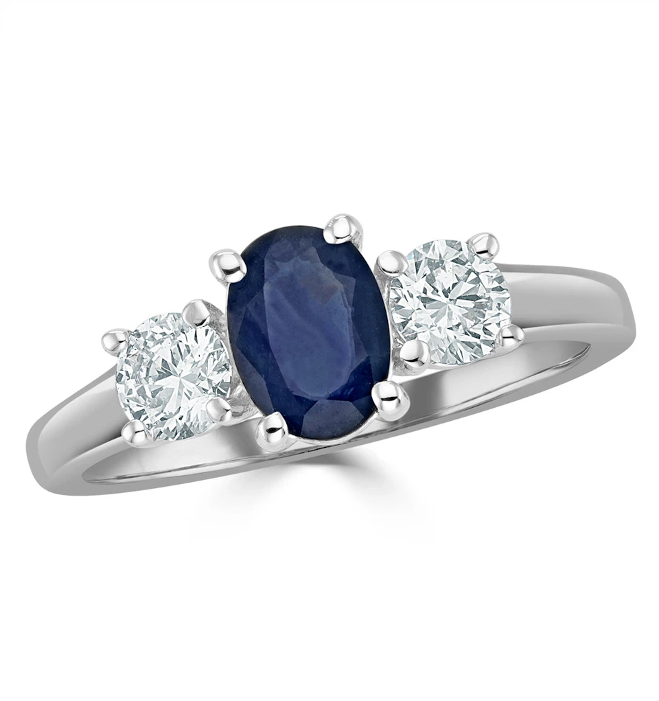 Sapphire 0.80ct And Diamond 0.50ct Platinum Ring