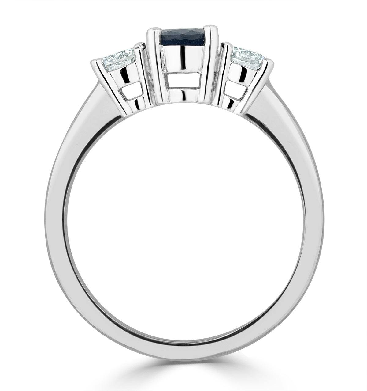 Sapphire 0.80ct And Diamond 0.50ct 18K White Gold Ring FET23-UY
