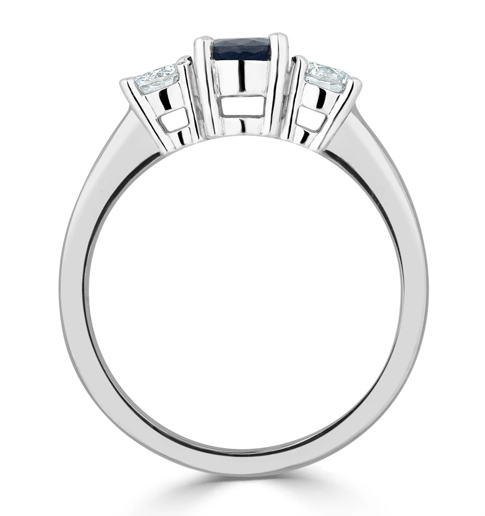 Sapphire 0.80ct And Lab Diamonds G/Vs 0.50ct 18K White Gold Ring