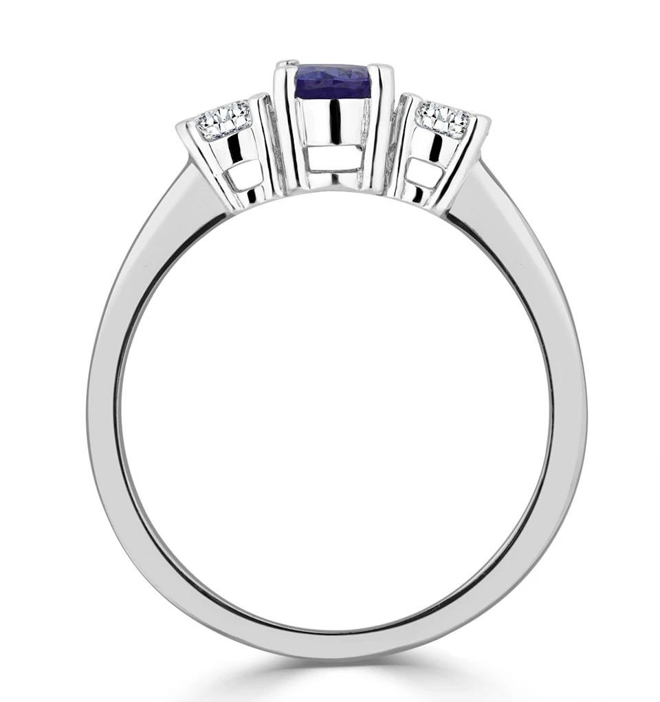 Tanzanite 7 x 5mm And Lab Diamonds G/Vs 18K White Gold Ring