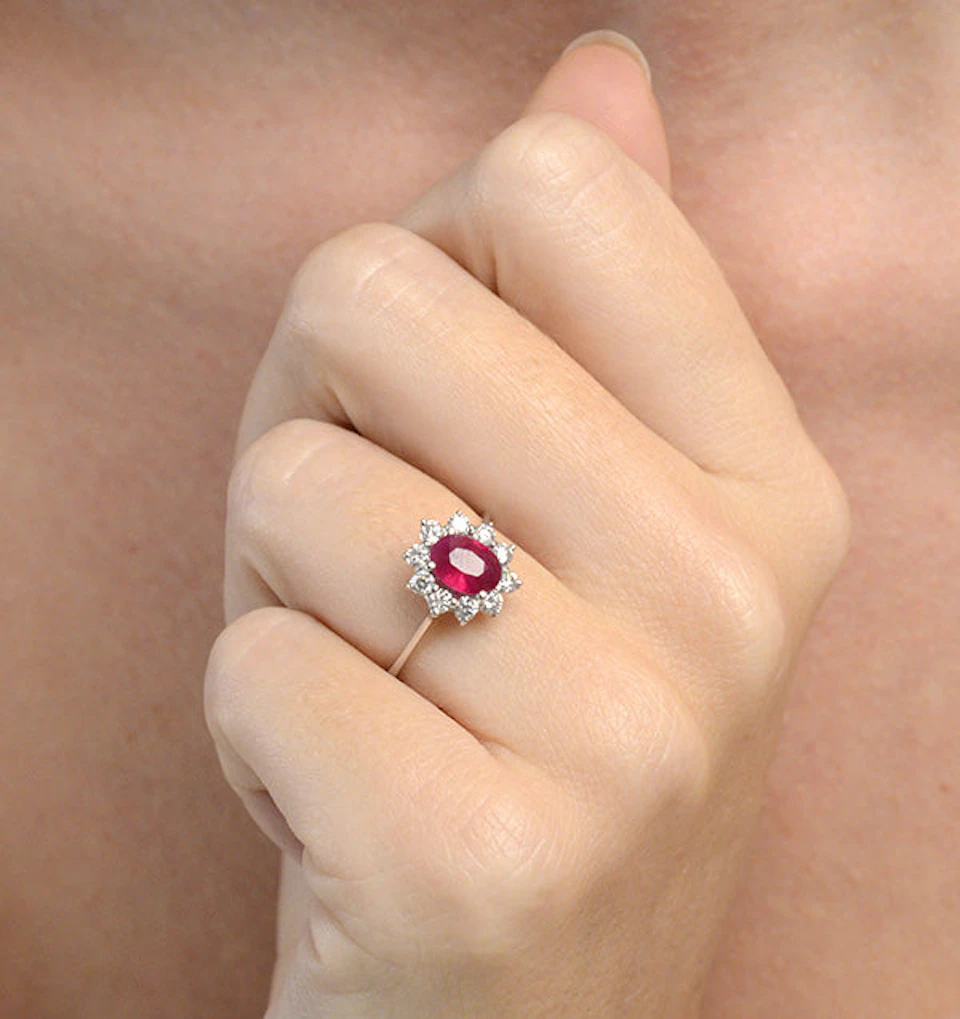 Ruby 1.15ct And Diamond 0.50ct 18K White Gold Ring