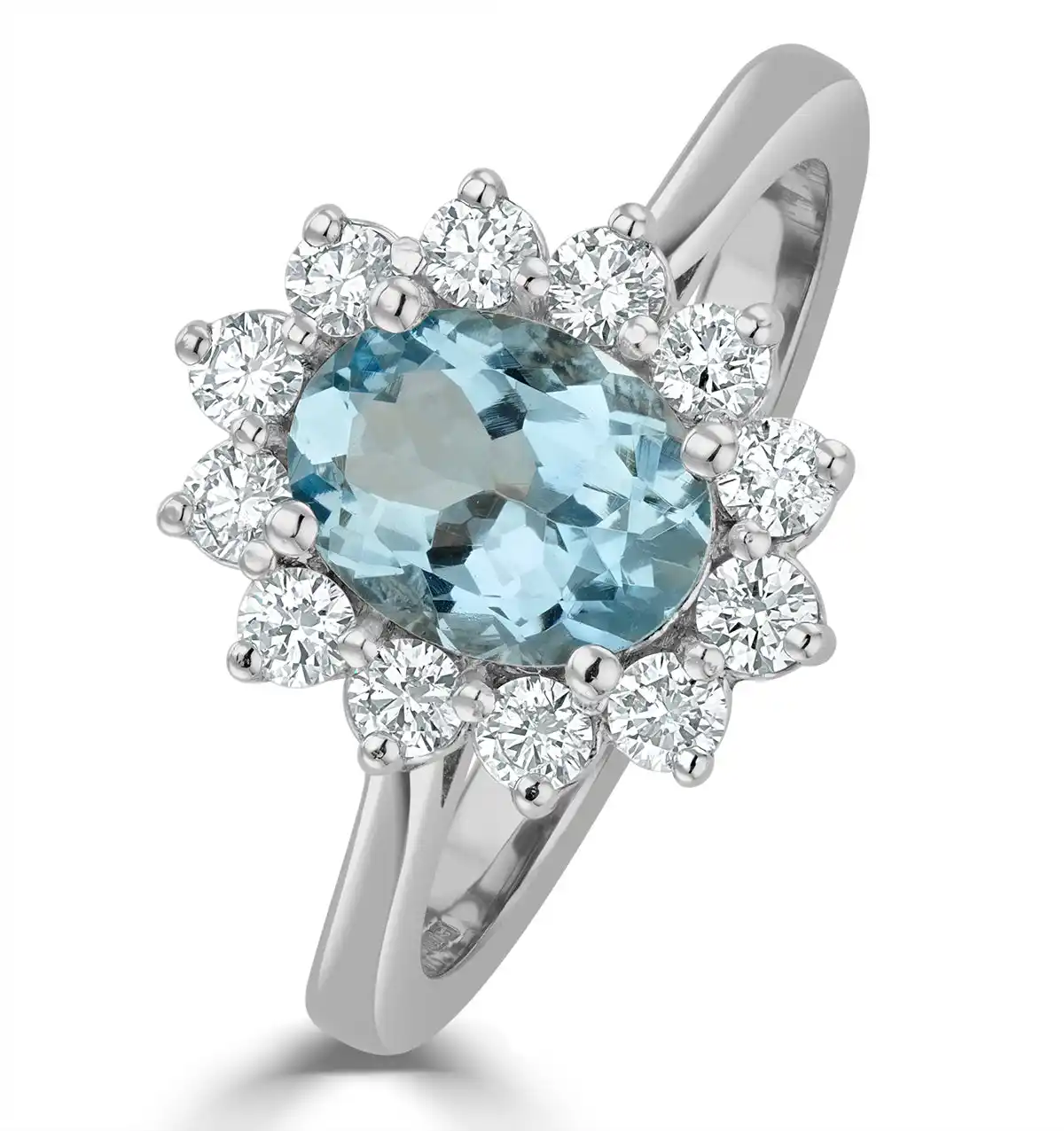 Aquamarine 1.10ct and Diamond 0.50ct 18K White Gold Ring