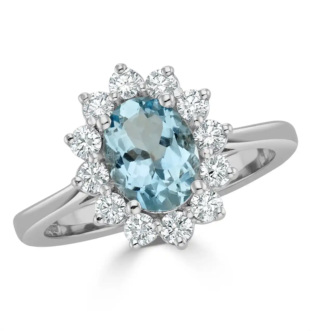 Aquamarine 1.10ct and Diamond 0.50ct 18K White Gold Ring