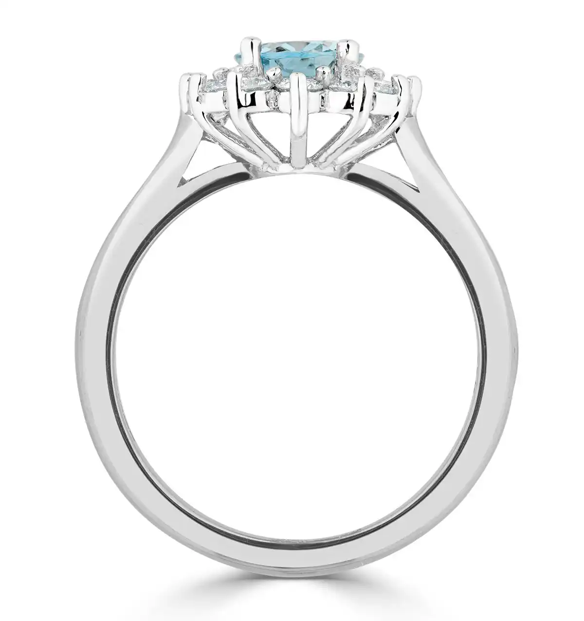 Aquamarine 1.10ct and Diamond 0.50ct 18K White Gold Ring