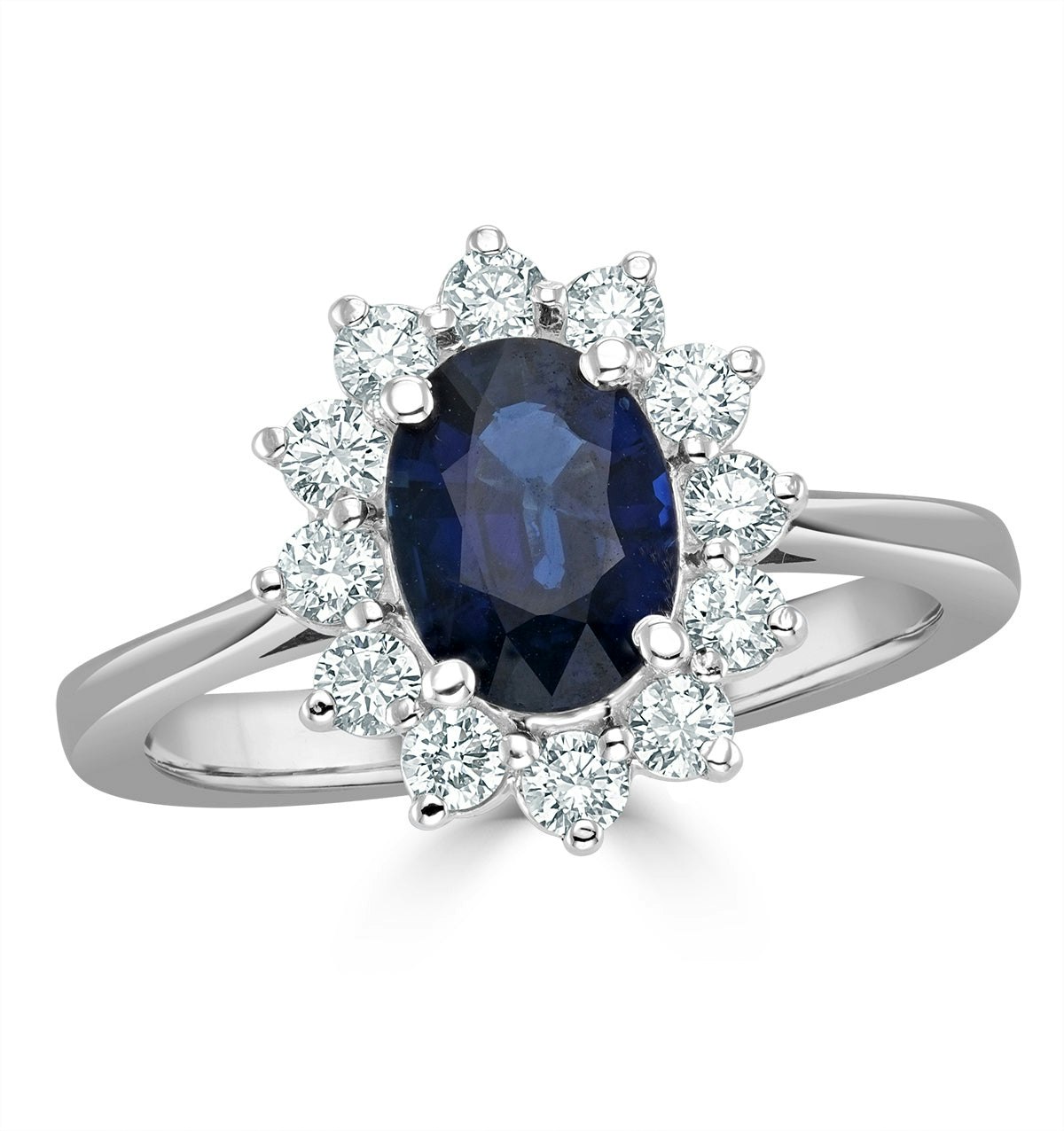 Sapphire 1.55ct And Diamond 0.50ct 18K White Gold Ring