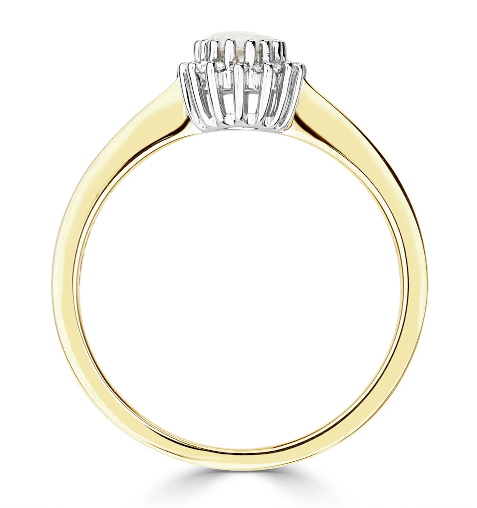 Opal 6 x 4mm And Diamond 9K Yellow Gold Ring