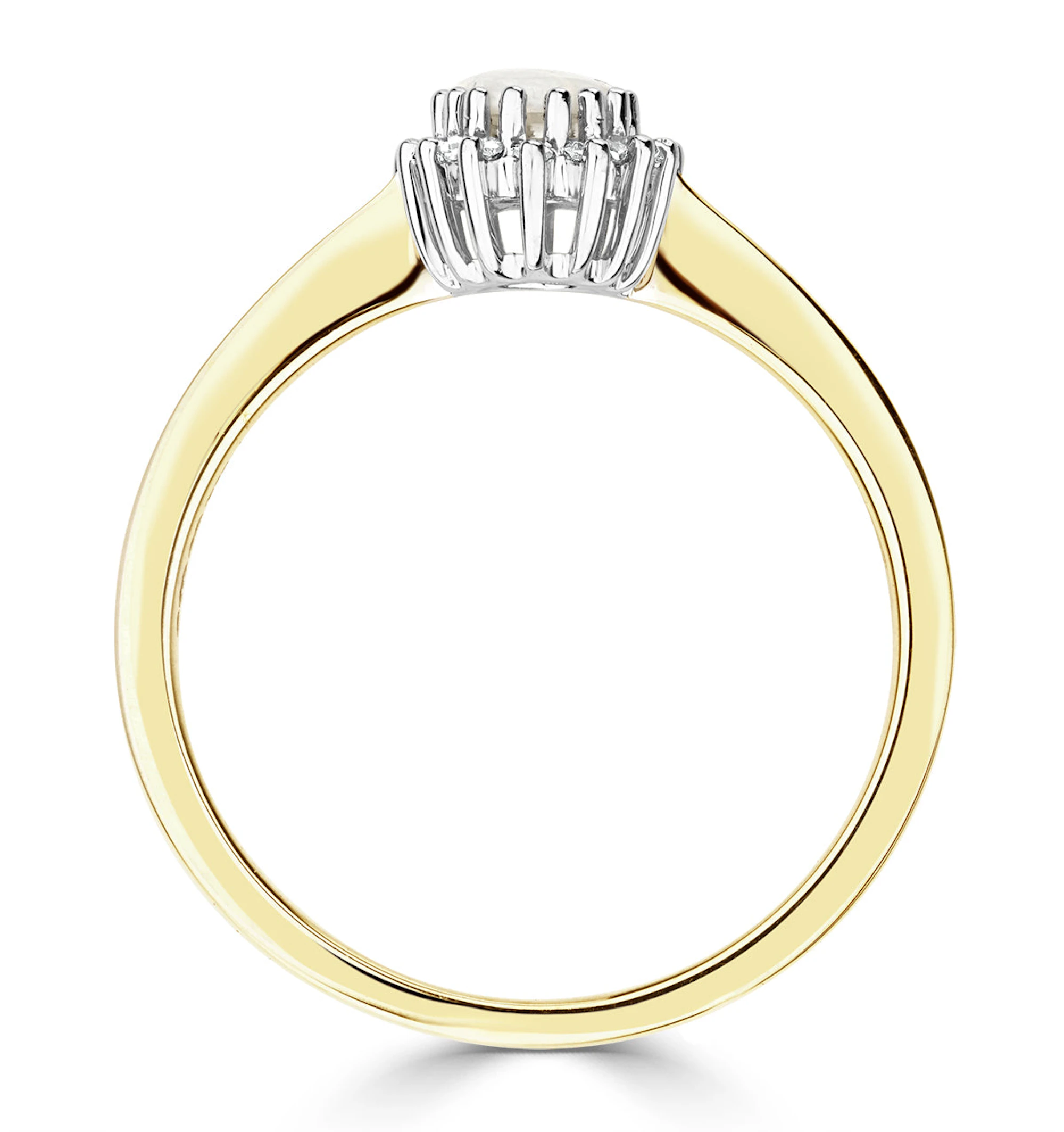 Opal 6 x 4mm And Diamond 9K Yellow Gold Ring