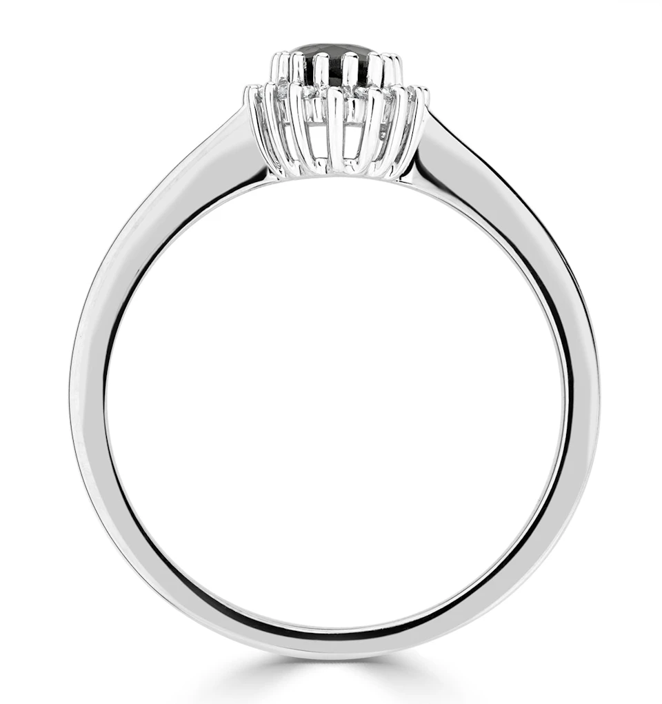 Sapphire 6 x 4mm And Diamond 18K White Gold Ring FET20-UY