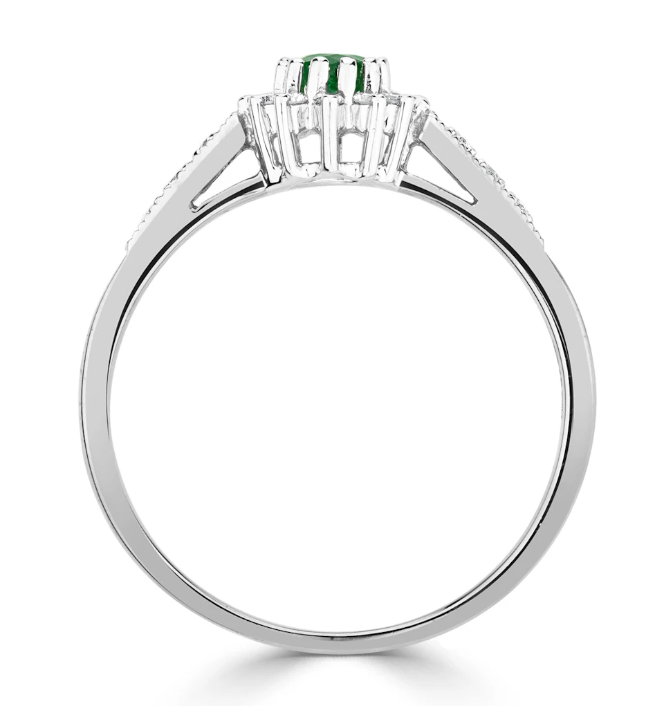 Emerald Ring with Lab Diamonds in 925 Silver - 5 x 3mm Centre