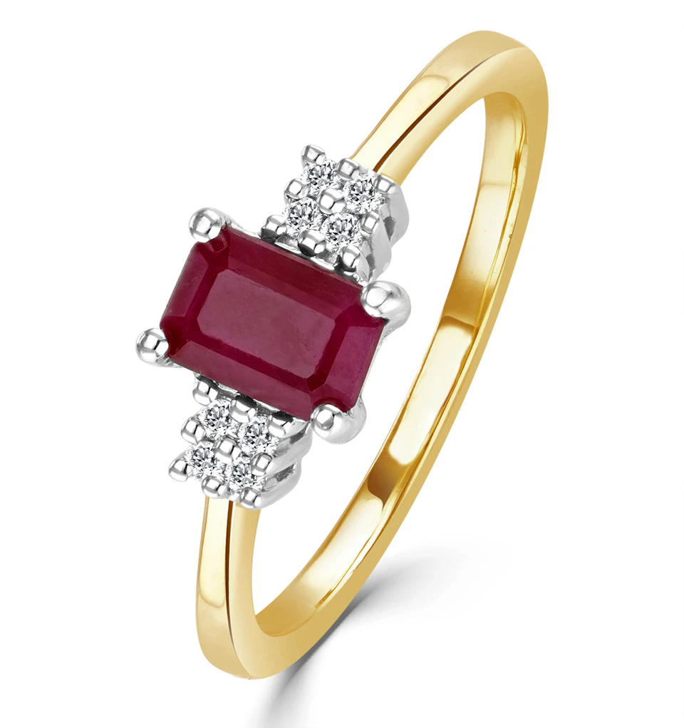 Ruby 6 x 4mm And Diamond 18K Gold Ring FET37-T