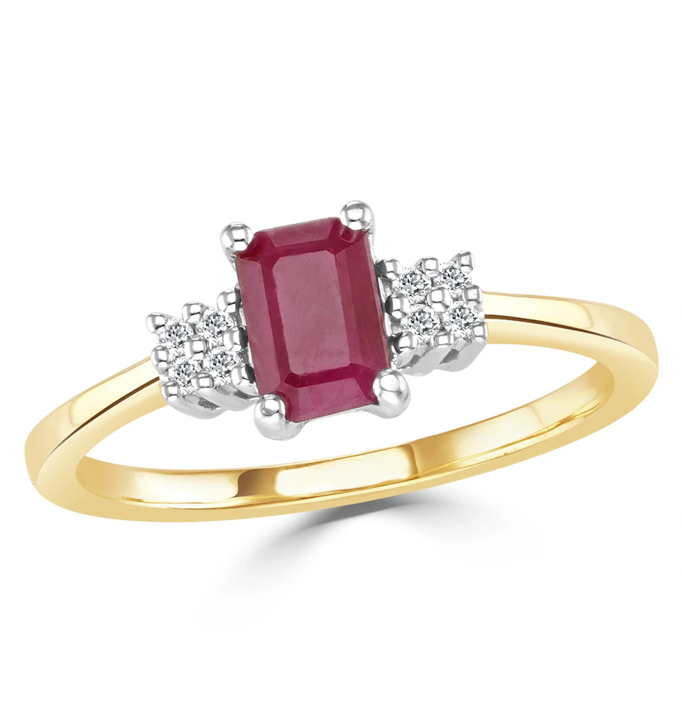 Ruby 6 x 4mm And Diamond 18K Gold Ring FET37-T