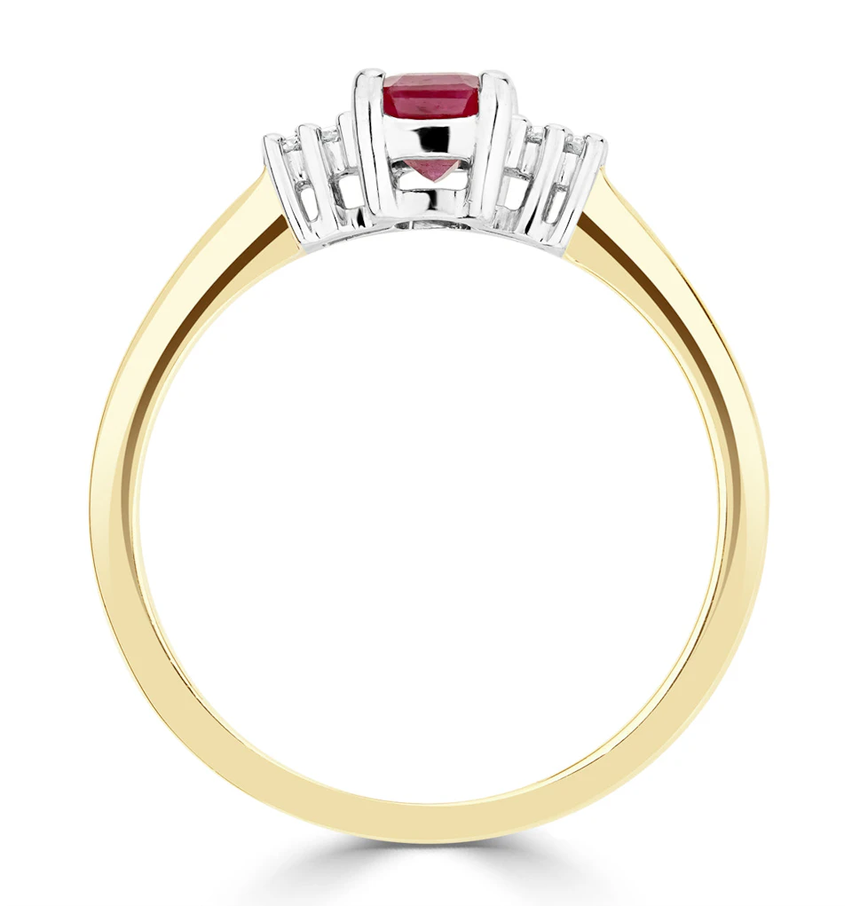 Ruby 6 x 4mm And Diamond 18K Gold Ring FET37-T