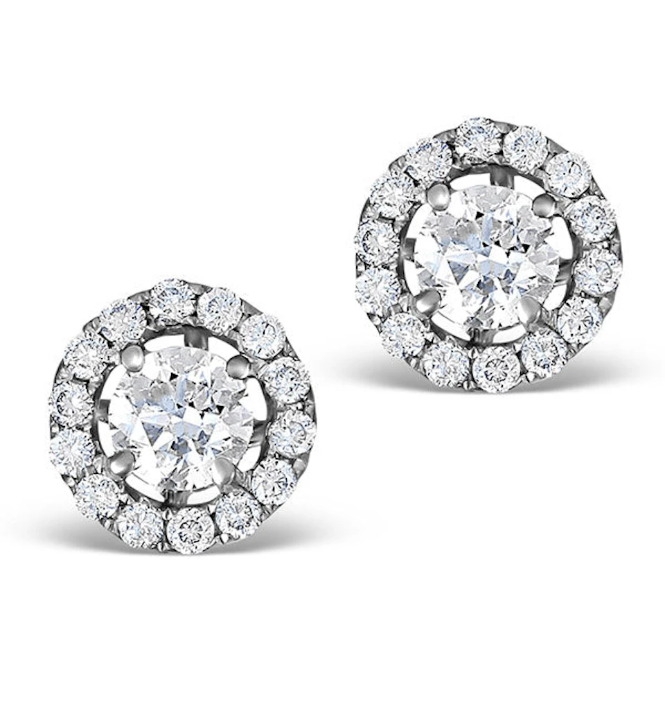 Halo Diamond Earrings - Ella 18K White Gold 0.84ct G/Vs FG26