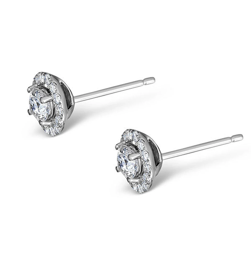 Halo Diamond Earrings - Ella 18K White Gold 0.84ct G/Vs FG26