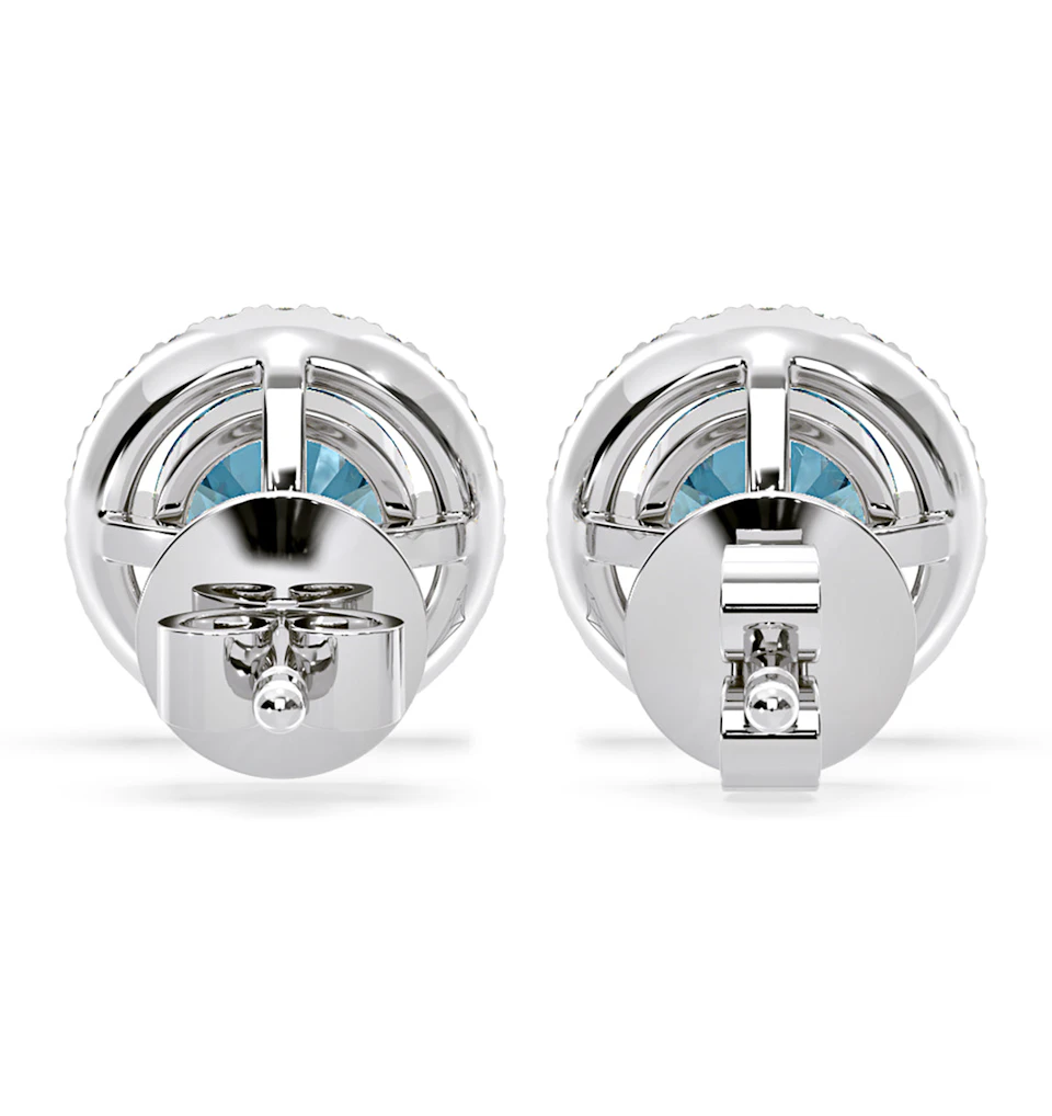 Ella Blue Lab Diamond 2.45ct Halo Earrings in 18K White Gold - Elara Collection