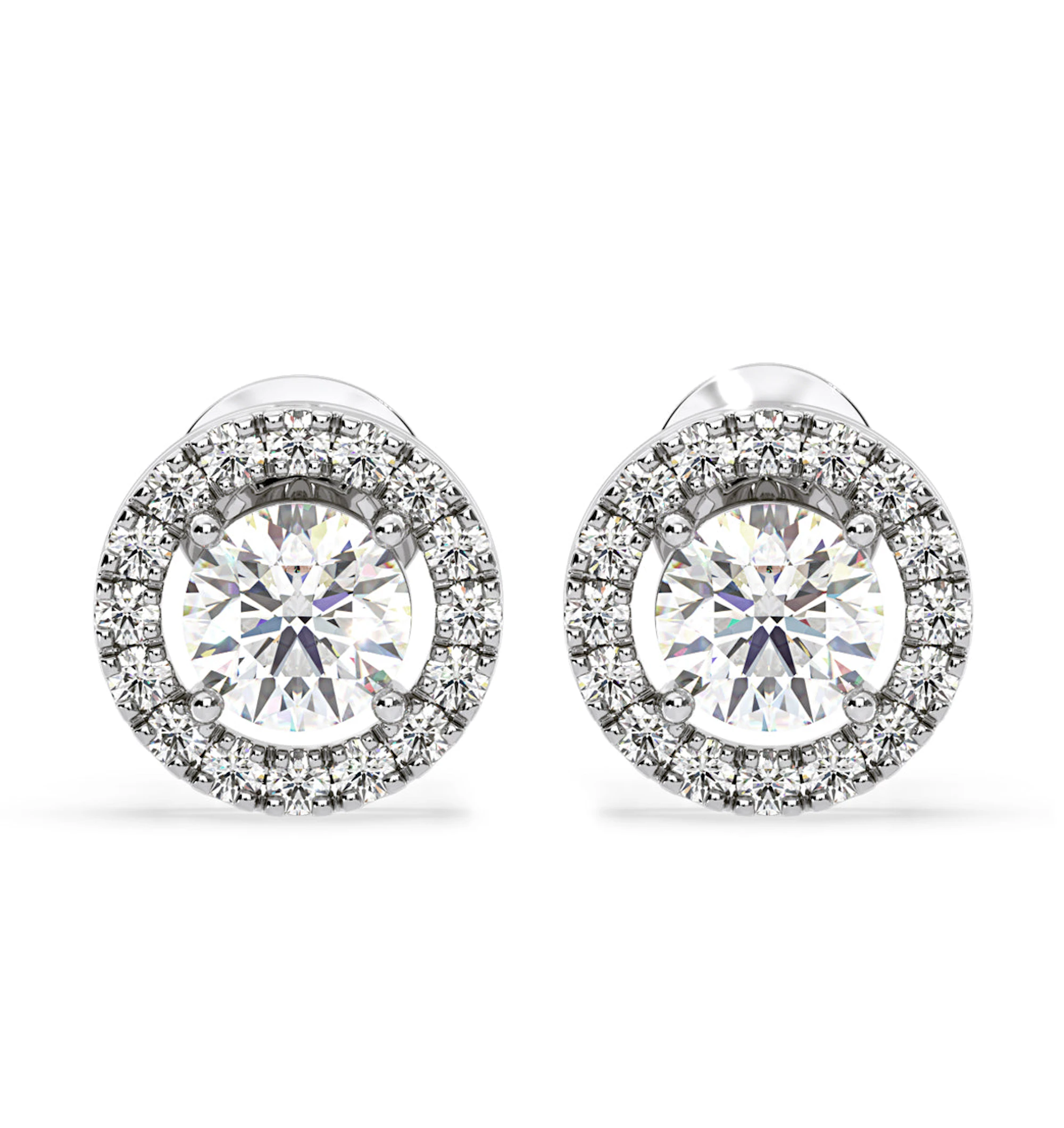 Ella Lab Diamond Halo Earrings 1.34ct in 18K White Gold F/VS1