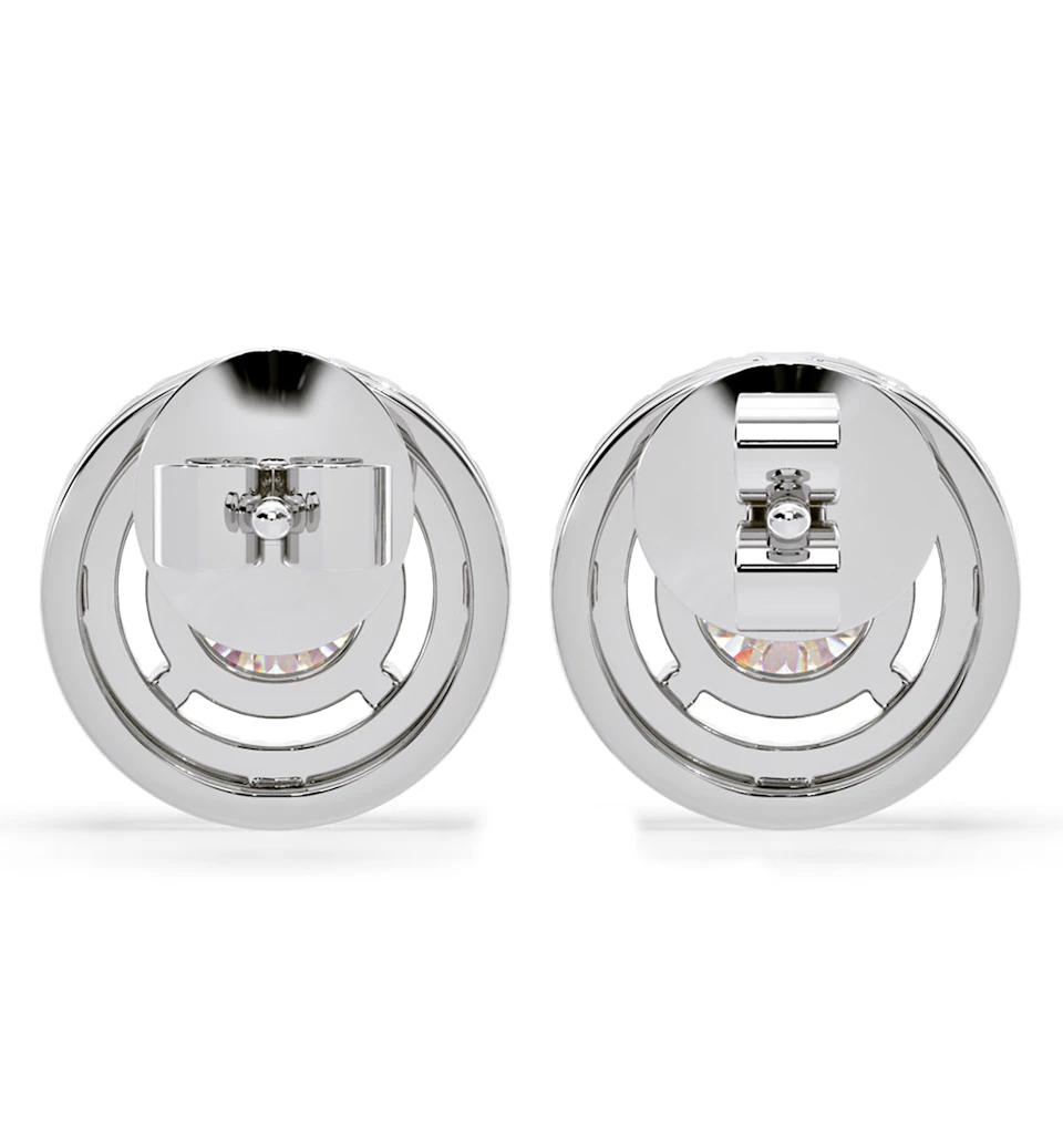 Ella Lab Diamond Halo Earrings 1.34ct in 18K White Gold F/VS1
