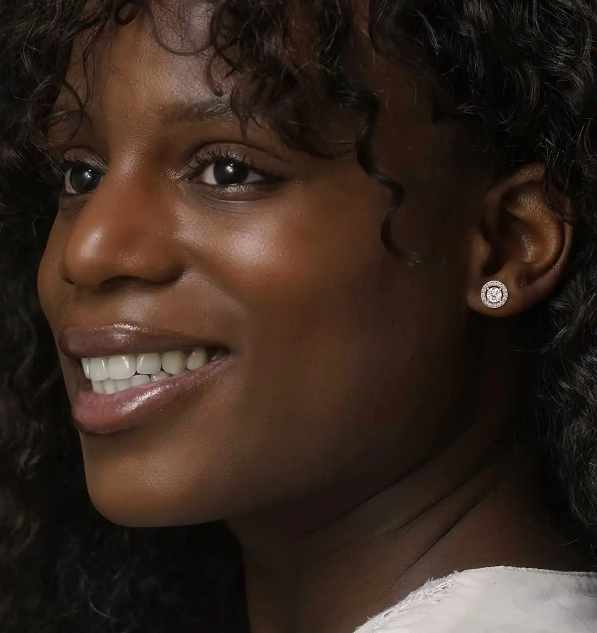 Ella Lab Diamond Halo Earrings 1.34ct in 18K White Gold F/VS1