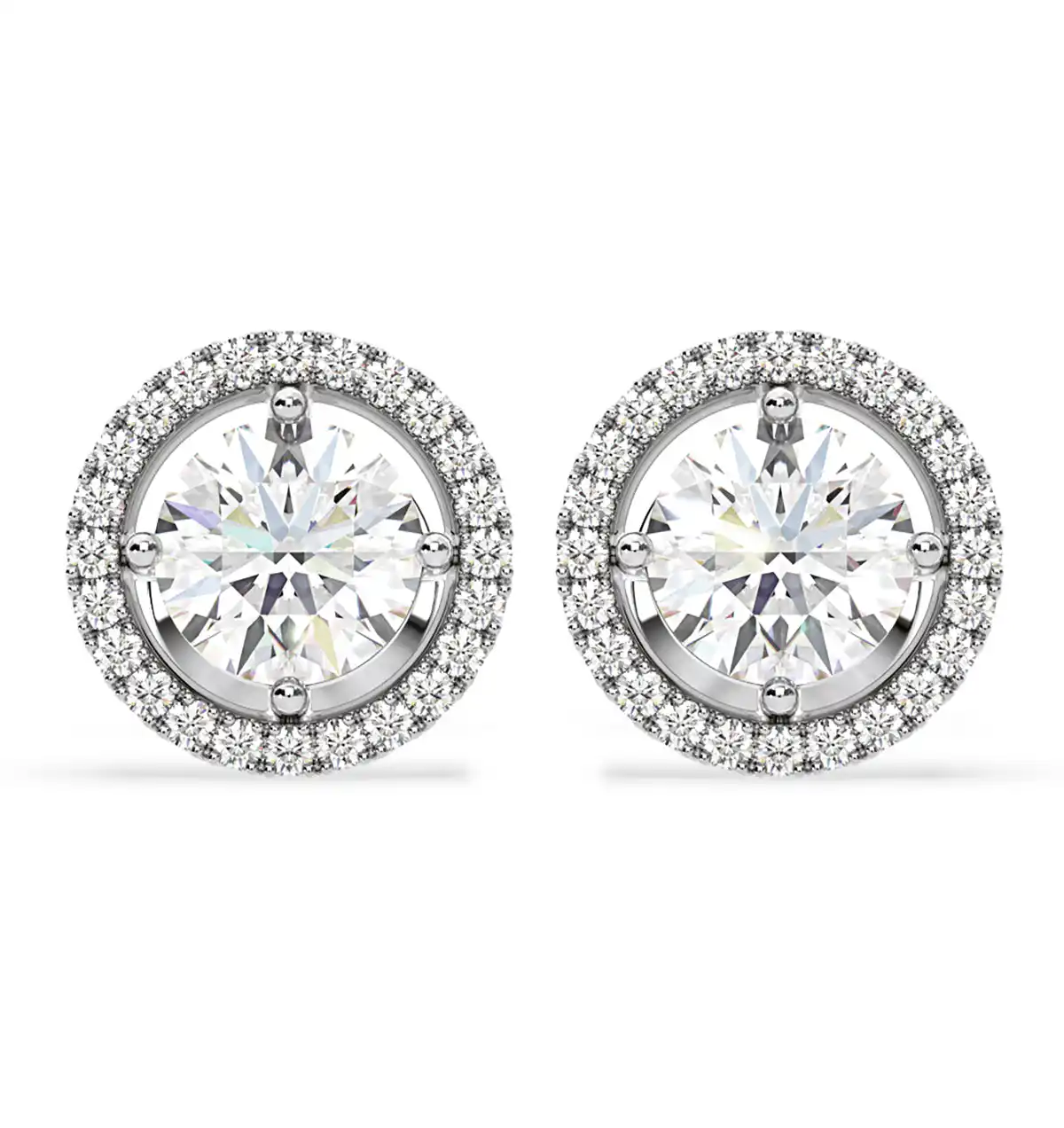 Ella Lab Diamond Halo Earrings 2.45ct in 18K White Gold F/VS1