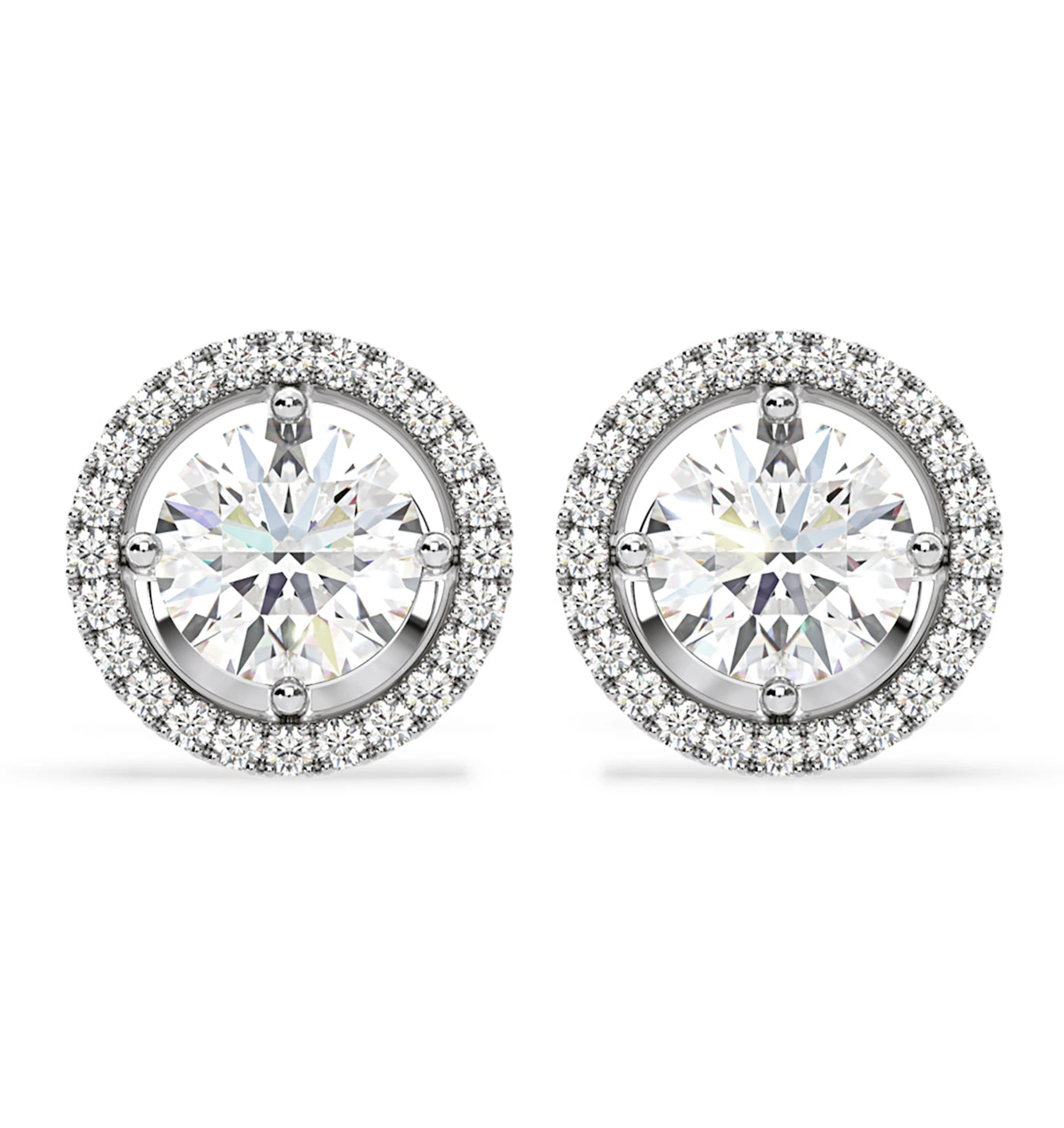 Ella Lab Diamond Halo Earrings 2.45ct in 18K White Gold F/VS1