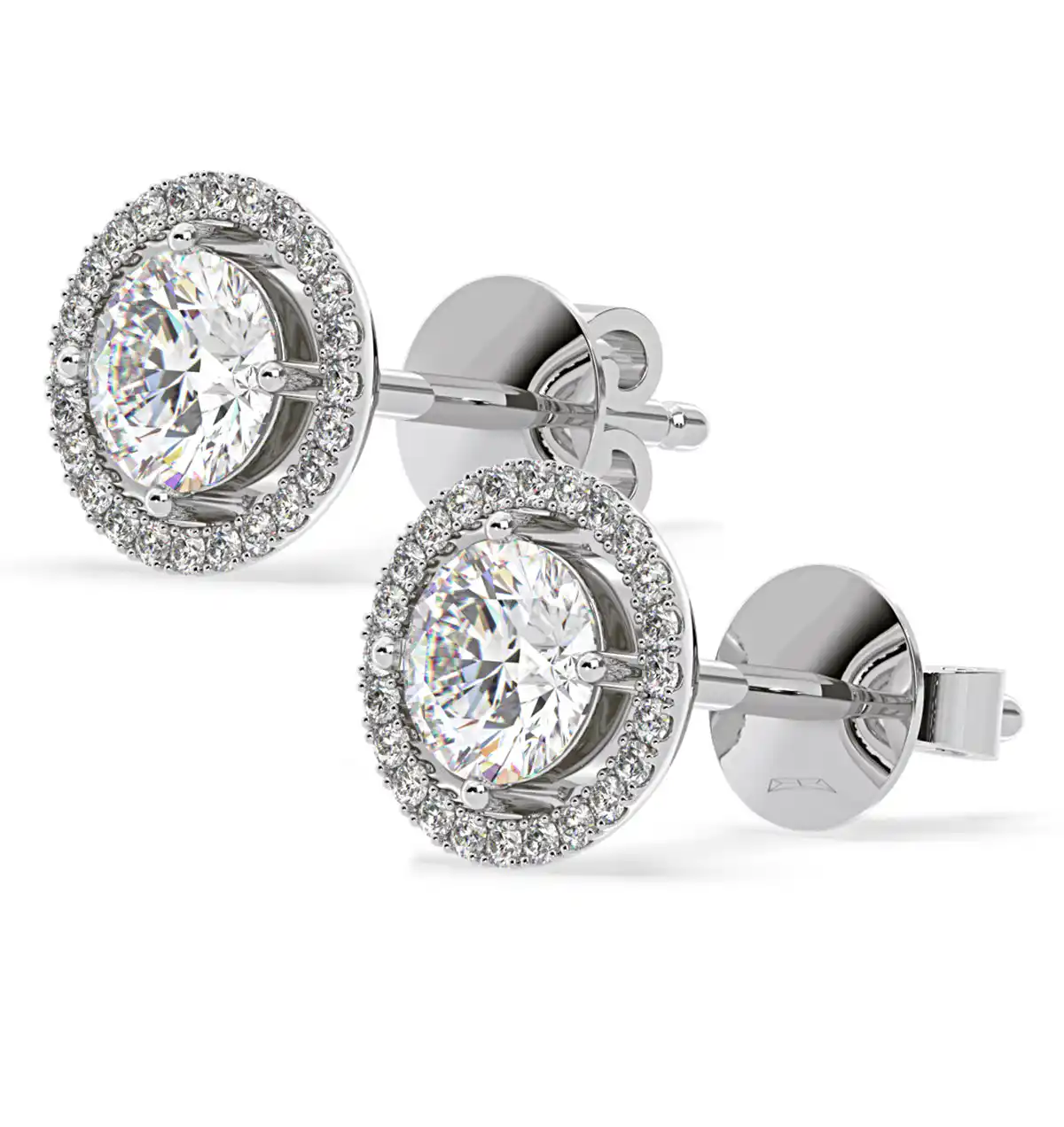 Ella Lab Diamond Halo Earrings 2.45ct in 18K White Gold F/VS1