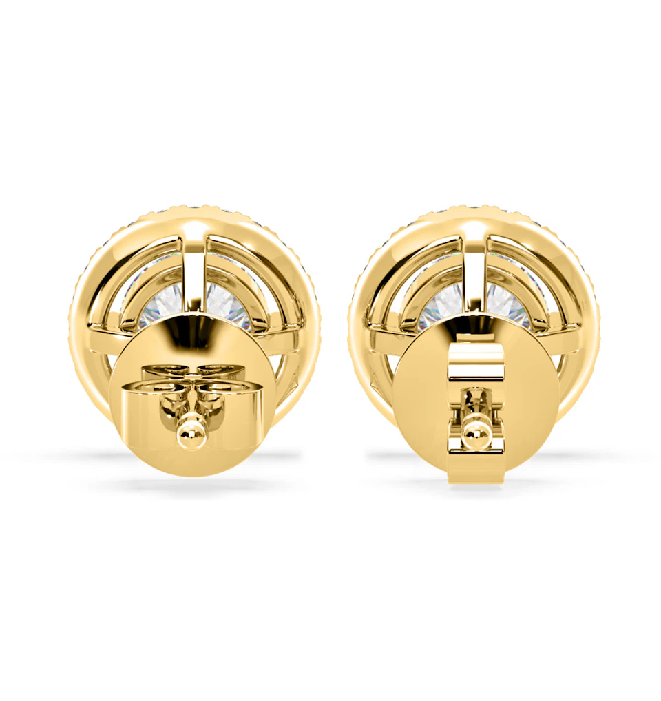 Ella Lab Diamond Halo Earrings 2.45ct in 18K Yellow Gold F/VS1
