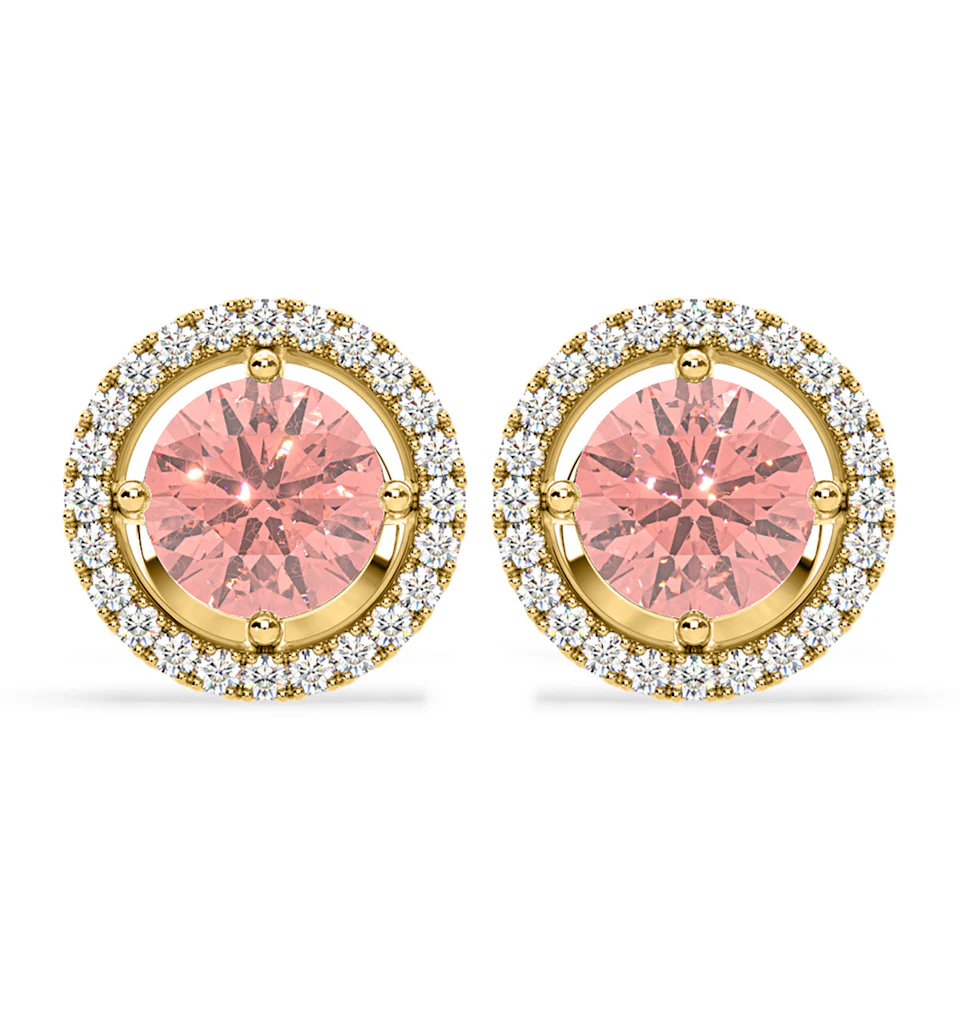 Ella Pink Lab Diamond 2.45ct Halo Earrings in 18K Yellow Gold - Elara Collection