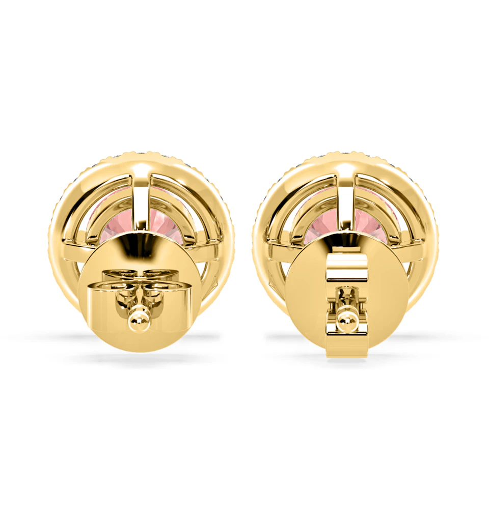 Ella Pink Lab Diamond 2.45ct Halo Earrings in 18K Yellow Gold - Elara Collection