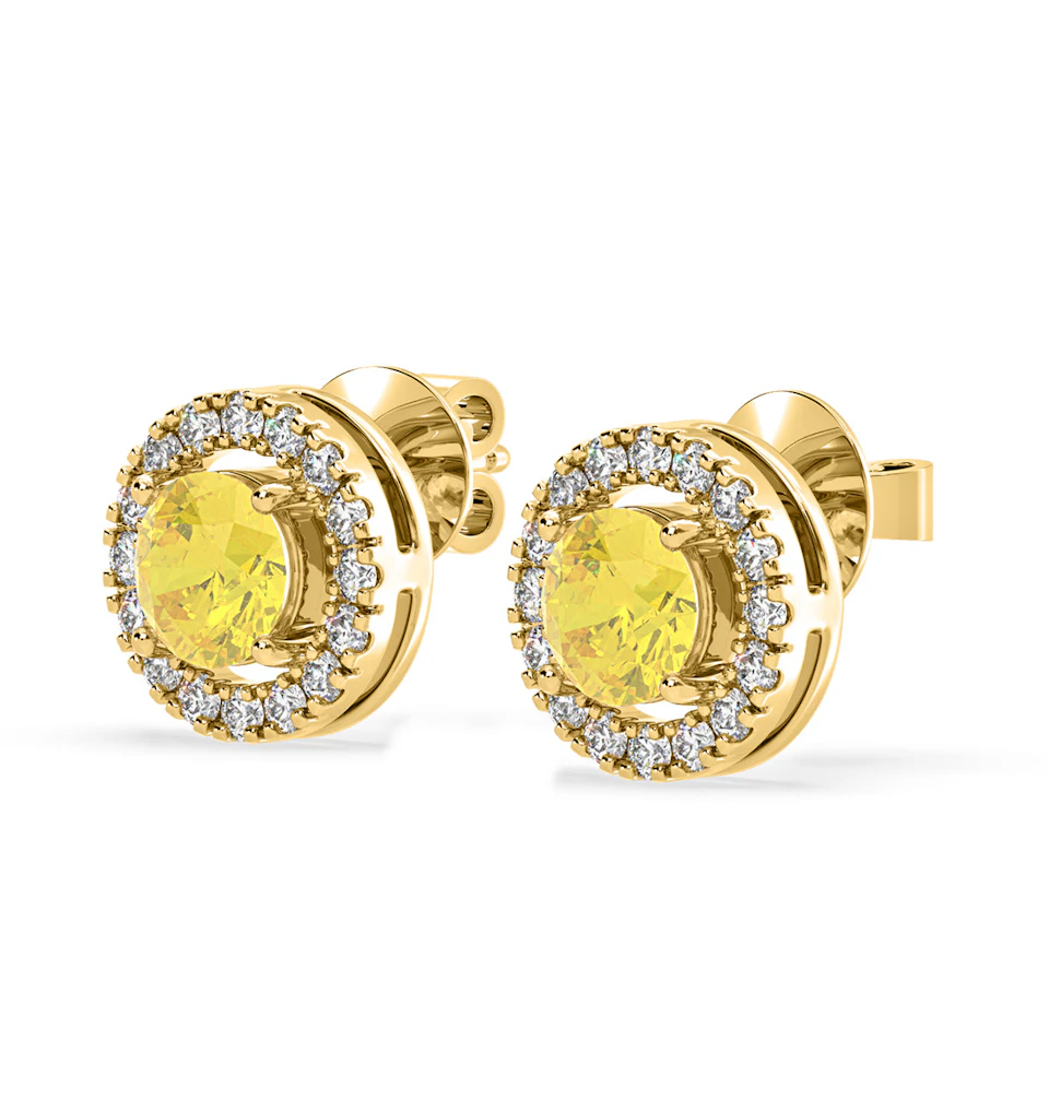 Ella Yellow Lab Diamond 1.34ct Halo Earrings in 18K Yellow Gold - Elara Collection