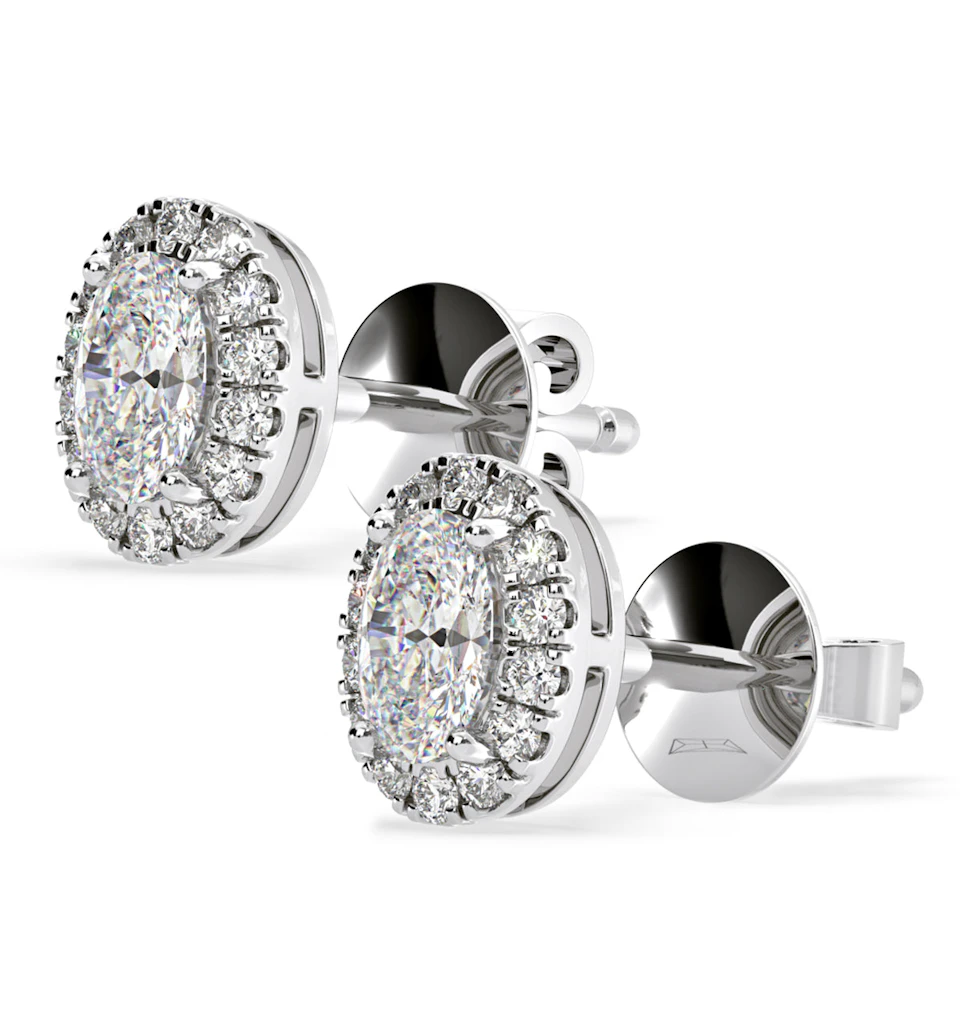 Georgina Oval Lab Diamond Halo Earrings 1.34ct in 18K White Gold F/VS1