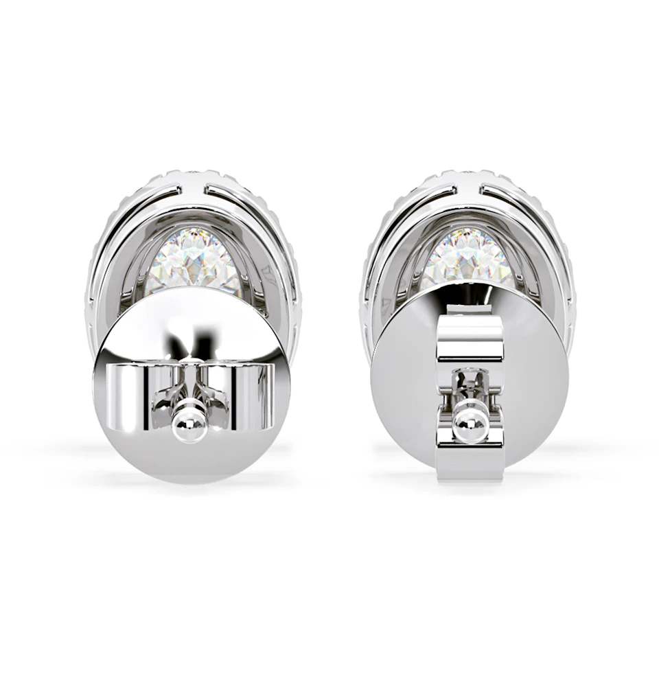 Georgina Oval Lab Diamond Halo Earrings 1.34ct in 18K White Gold F/VS1