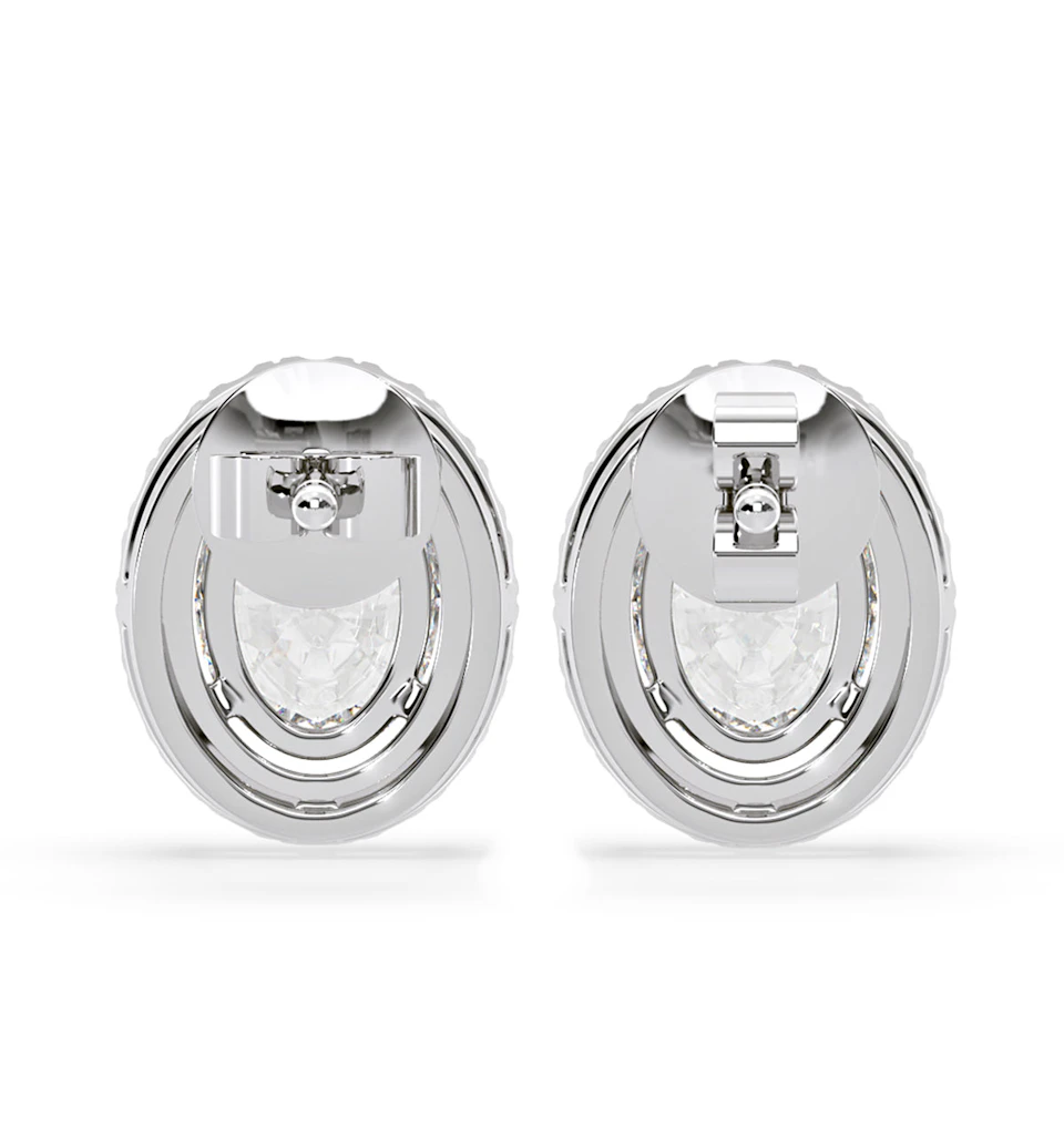 Georgina Oval Lab Diamond Halo Earrings 2.45ct in 18K White Gold F/VS1