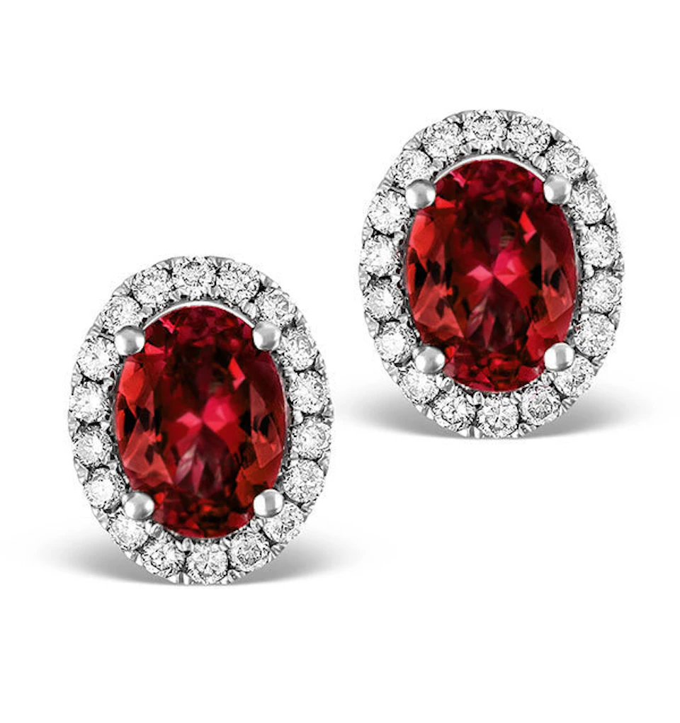 Ruby 2.30CT And Diamond 18K White Gold Earrings