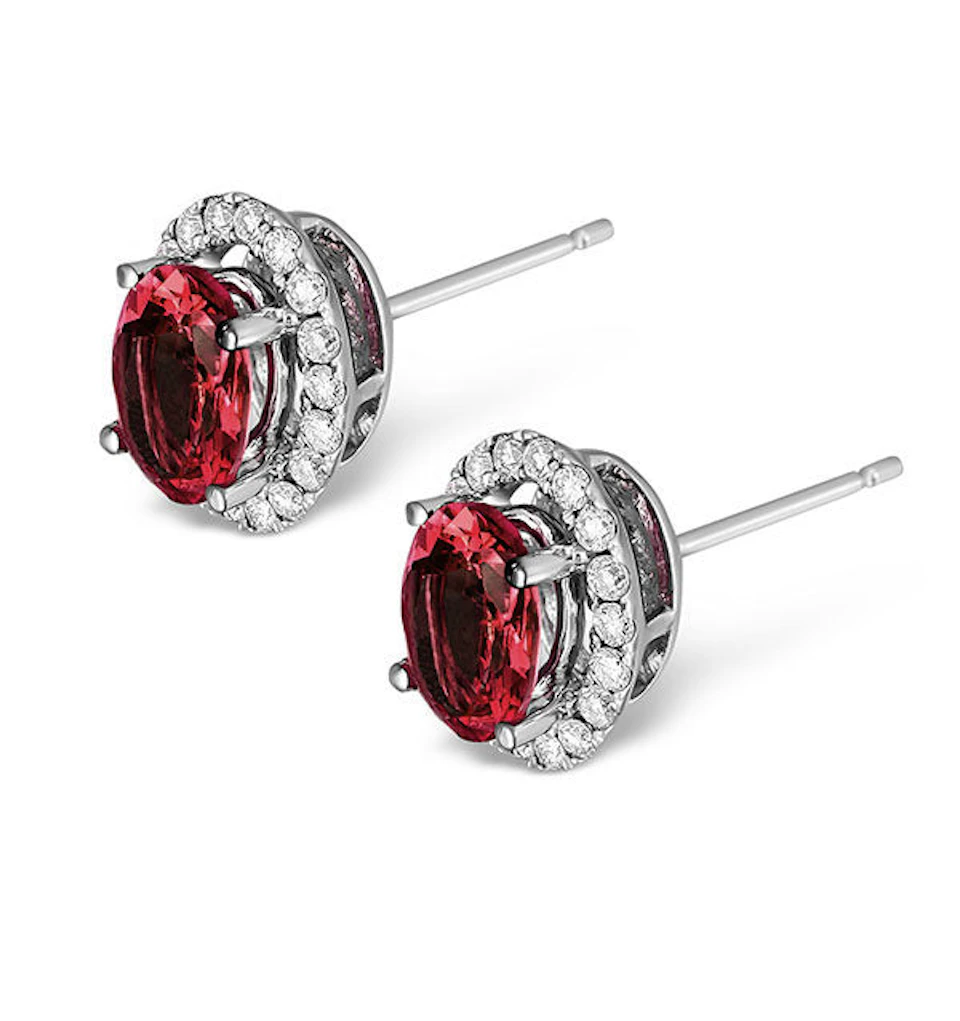 Ruby 2.30CT And Diamond 18K White Gold Earrings