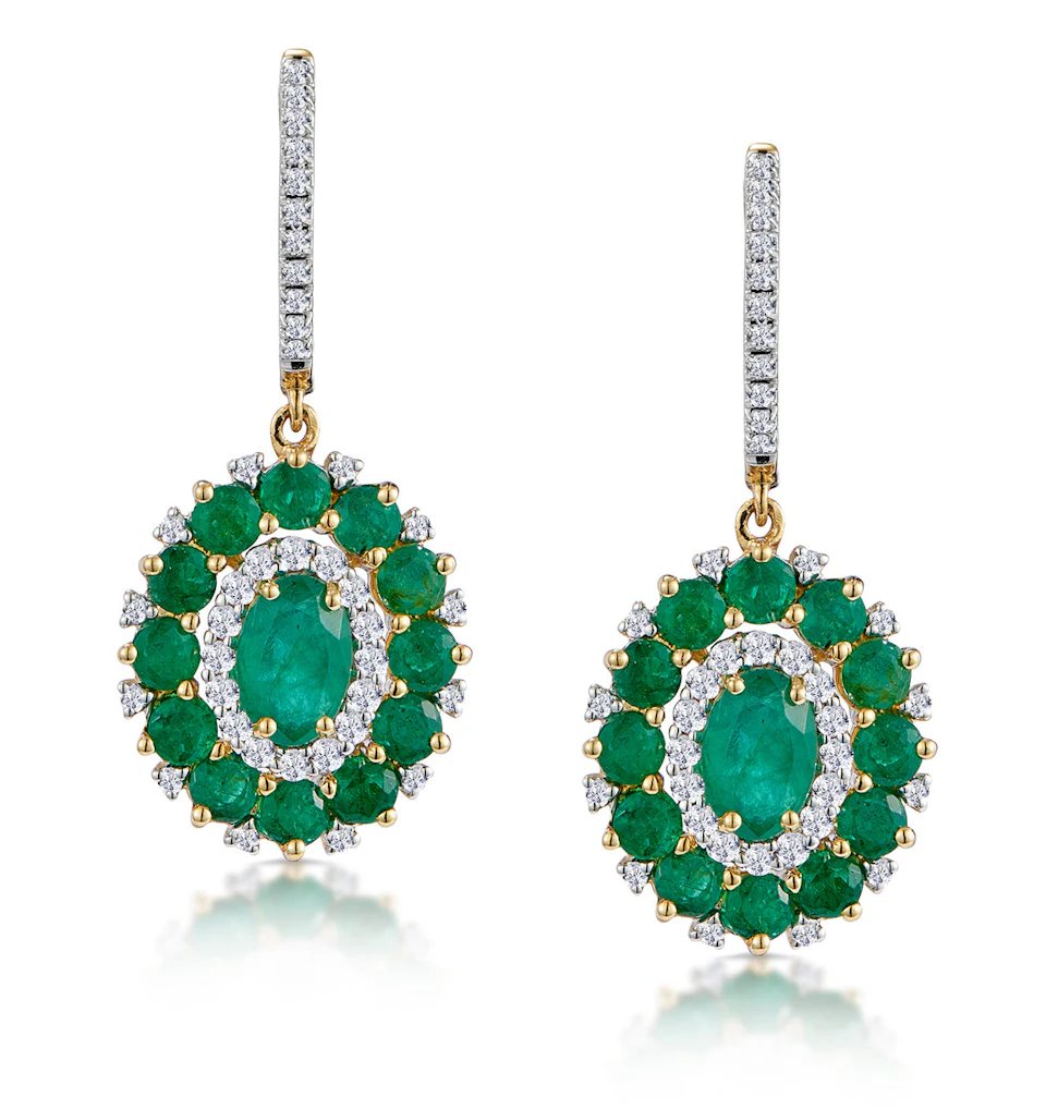 2.50ct Emerald Asteria Collection Lab Diamond Drop Earrings in 9K Gold