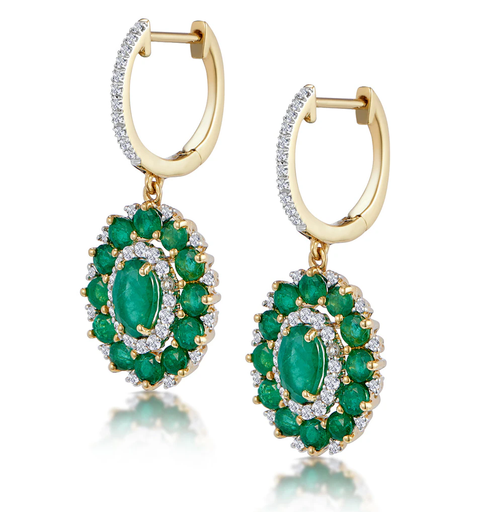 2.50ct Emerald Asteria Collection Lab Diamond Drop Earrings in 9K Gold