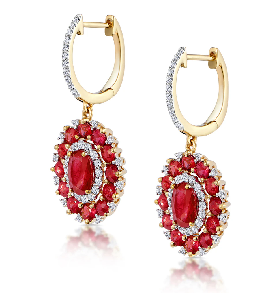 2.50ct Ruby Asteria Collection Lab Diamond Drop Earrings in 9K Gold